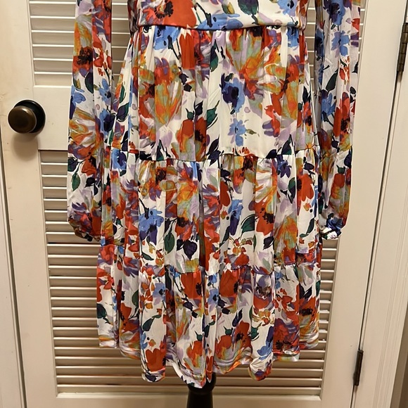 Love by Design Catherine Long Sleeve Mesh Babydoll Dress in Paint Flowers Size M - Picture 8 of 17